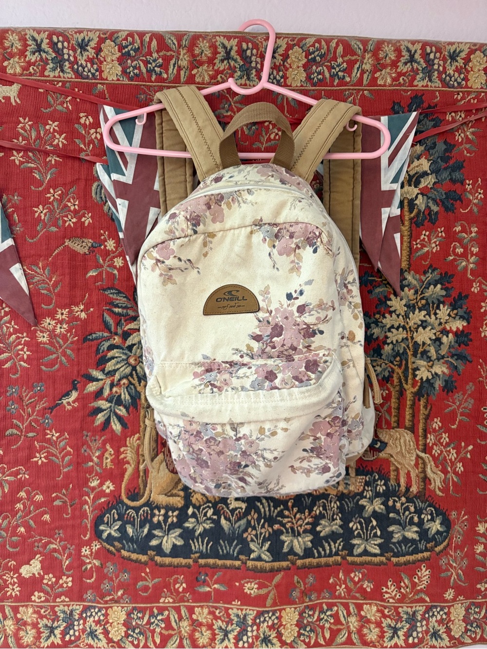 O'Neill Cream Backpack with Dusty Rose Floral Print - Picture 3 of 12